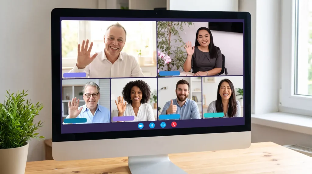 Das Team von Karriere & Zukunft mit Sebastian Fruchtzweig, Warunee Fruchtzweig und Jörg Fischer in der Videokonferenz